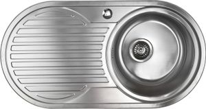 Edelstahl Spüle "Calypso XL" rundes Einbauspülbecken mit linksseitiger Abtropffläche