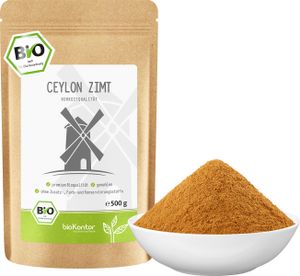Ceylon Zimt 500 g I gemahlen - Zimtpulver I 100% natürlich ohne Zusätze I Rohkostqualität von bioKontor