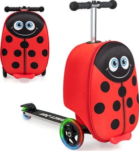 2 in 1 Kinderkoffer & Scooter Kinder ab 5 Jahre, Kindertrolley mit Blinkenden LED-Rädern, Kindergepäck Hartschale 19 Zoll für Flugzeug & Zug & Auto (Rot) 2 in 1 Kinderkoffer & Scooter Kinder ab 5 Jahre, Kindertrolley mit Blinkenden LED-Rädern, Kindergepäck Hartschale 19 Zoll für Flugzeug & Zug & Auto (Rot)