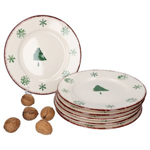 sada 6 dortových talířů Sněhová vločka Jedle Vánoce 6Pers Cookies Stollen Dezertní talíř Porcelánová deska