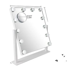 Schminktischspiegel, beleuchtet mit 3 Farbmodi, Vergrößerung, 47x44cm weiß, 220-240V