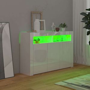 vidaXL Kredens z oświetleniem LED biały wysoki połysk 115,5x30x75 cm