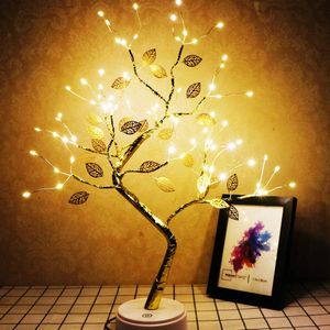 LED Golden Blätter Lampe Warmweiß Künstlich Bonsai Baum Licht Dekoleuchten Batteriebetrieben Innen Deko