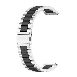 Sport Ersatz Armband für Huawei Watch GT 3 46 mm Edelstahl Band Loop, Farbe:Silber Schwarz