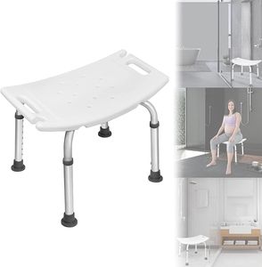 ACXIN Medical Duschhocker Duschstuhl Duschhilfe Duschsitz, Badsitz aus Aluminium & HDPE Höhenverstellbar mit Anti-Rutsch (Rechteck Duschhocker)
