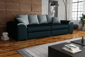 Big Sofa Couchgarnitur WELLS Megasofa Sofa in Schwarz-Grau
