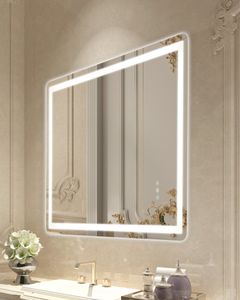 Lustro łazienkowe LED z 3 kolorami, do montażu na ścianie, 70x100cm - Podświetlane lustro łazienkowe i kosmetyczne
