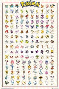 Pokemon - Kanto 151 deutsche Version - Anime Spiel Poster - Größe 61x91,5 cm