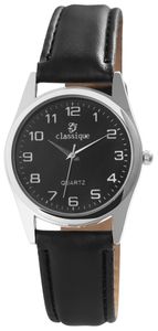 Classique Herren Armband Uhr Schwarz Analog Kunst Leder Quarz