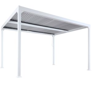 Alu Pergola HWC-L41, Lamellen-Pavillon Terrassenüberdachung, stabiles 8cm-Metall-Gestell 3x3m  weiß