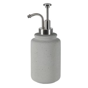 Spirella Seifenspender "Cement" | mit Edelstahlpumpe | Flüssigseifen-Spender | Keramik | 300ml | Langliebig und Robust | Grau