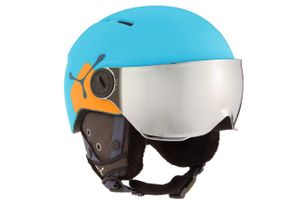Cébé Fireball Junior Skihelm Kinder inkl. Visier Snowboardhelm 49-54cm , Farbe:matt blue orange/orange flash mirror