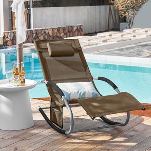 SoBuy OGS28-BR Swingliege Gartenliege mit Tasche und Kopfkissen Schaukelliege Sonnenliege Liegestuhl für Gärten, Höfe, Strände, Balkone Braun