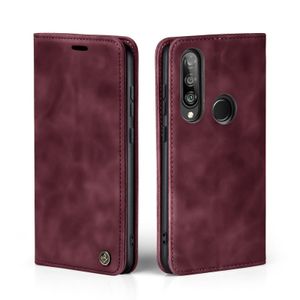 Handy Hülle für Huawei P30 Lite Klapphülle Bookcase Flip Cover Handy Tasche Etui Farbe: Weinrot