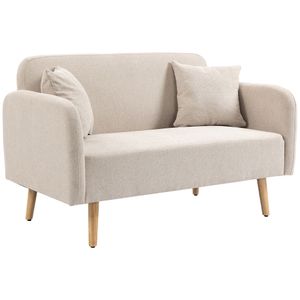 HOMCOM 2 Sitzer Sofa, Couch mit 2 Wurfkissen, gepolsterter Doppelsofa, Polstersofa mit Samtopik, Armlehne, Loveseat für Wohnzimmer, Schlafzimmer,  130