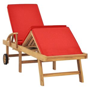 vidaXL Sonnenliege mit Auflage Massivholz Teak Rot