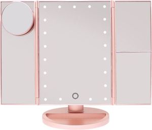 UNIQ Hollywood-Makeup-Spiegel Klappspiegel mit LED-Licht, RoseGold