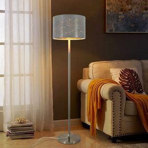 ZMH Stehlampe Modern Wohnzimmer Sternenhimmel Stoff Schirm mit E27 Fußschalter LED wechselbar