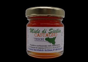 Sizilianischer Kastanienhonig, Schätze Siziliens, nicht pasteurisiert, typisch sizilianisches Produkt im 0,50-g-Glas, 0,50