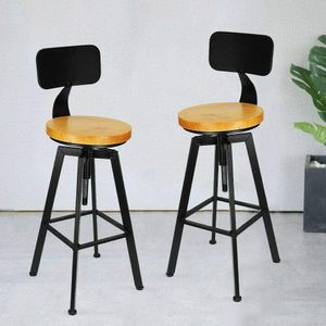 2ks Vintage průmyslové barové stoličky židle Retro kuchyňské židle jídelní židle dřevo + kovová židle s opěradlem
