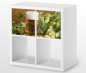 Möbelaufkleber für Ikea KALLAX / 2x Türelemente horisontal  Bier Glas hell Kat4  Bierbrauerei Aufkleber Möbelfolie Tür sticker (Ohne Möbel ) 25E477, 2x Türelemente:2xTürelemente
