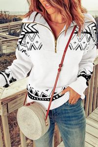 OMG Dámske pletené sveter so zipsom Aurel biela XL