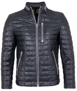 Milestone - Herren Echtleder Lederjacke Steppjacke Lammnappa nachtblau