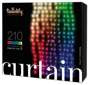 Twinkly Lichtervorhang Curtain 210 LED Warmweiss und Multicolor Outdoor 1 x 2,1m transparent