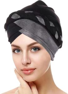 jinaishop Turban Mode Chemo Kappe für Frauen Knot Soft Schlafhut Kopftuch islamische Kopfbedeckung Schwarz
