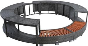Whirlpool Umrandung Poolumrandung Poolverkleidung Rattan Rahmen Anthrazit-Grau