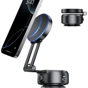 Elektrische Vakuum-Handyhalterung, Verstellbare und faltbare Autohalterung, Magnet KFZ-Handyhalterung  für iPhone 16/15/14/13/12, Schwarz