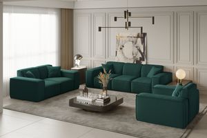 Kaiser Möbel  Couchesgarnituren 3+2+1 Sofagarnitur PULA DESIGNER stoff Opera Petrol