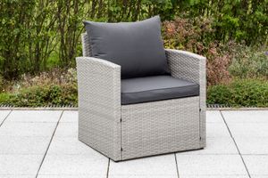 Merxx Sessel "Lanzarote", inkl. Kissen - Stahlgestell mit Kunststoffgeflecht Grau