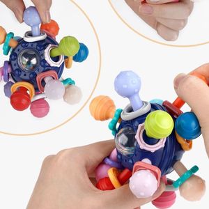 Silikon Baby Sensory Toy, Ball Rassel Beißringe Spielzeug, Greifen Aktivitätsspielzeug für 0-6-12-18 Monate Mädchen Jungen