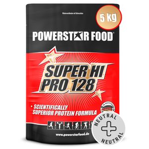 Powerstar SUPER HI PRO 128 | Mehrkomponenten Protein-Pulver 5kg | Höchste Biologische Wertigkeit | Protein-Shake zum Muskelaufbau | Nature