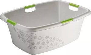 Rotho Wäschekorb 50L Flowers - Wäschesammler groß - Wäsche Korb 65,1 x 48,6 x 26,2 cm - Wäschebox Kunststoff - Aufbewahrungskorb Wäschebehälter