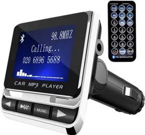 FM-Transmitter Bluetooth KFZ Wireless Radio Adapter mit Mikrofon, Auto USB Ladegerät (5V/2,1A Ausgang), 3,5mm AUX-Eingang mit TF Karte Slot