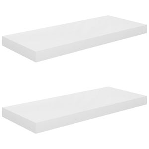 vidaXL Schweberegale 2 Stk. Hochglanz-Weiß 60x23,5x3,8 cm MDF