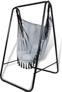 CCLIFE Hängesessel mit Gestell 3 Kissen Hängeschaukel Hängestuhl Bis 100kg Indoor & Outdoor Garten Hängesitz, Grau-schaukel CCLIFE Hängesessel mit Gestell 3 Kissen Hängeschaukel Hängestuhl Bis 100kg Indoor & Outdoor Garten Hängesitz, Grau-schaukel