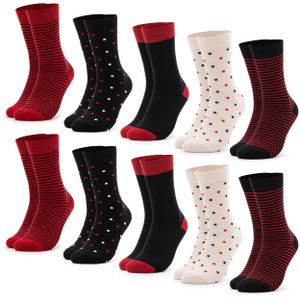 Occulto Damen Muster Socken 10 Paar (Modell: Milka) 10Red 35-38