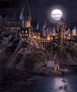 Sanders & Sanders Fototapete Harry Potter Hogwarts Dunkelgrau und Dunkelblau - 601210 - 2.7 x 2.25 m