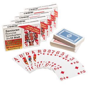 SIDCO Spielkarten Romme Senioren Canasta Bridge Poker 10 x 55 Blatt große Ziffern