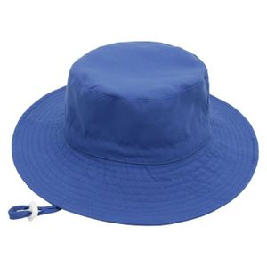 Sommerhut für Kinder, große Krempe, Uni, winddicht, mit festem Riemen, Sonnenschutz, UV-Schutz, atmungsaktiv, tragbar, für Camping, Strand, Reisen, Sonnenhut, Kappe, Königsblau, S