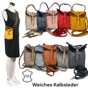 Handtasche Umhängetasche Cross Body Bag Damentasche Vintage Gewaschnes Echtleder Gelb