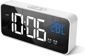 Wecker Digital Wecker Alarm Digital Clock uhren & Wecker Nachttisch uhr Dual-Alarm 5 Helligkeit 16 Klingeltöne 12/24 Stunden Schlummerfunktion