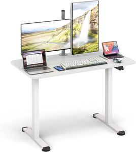 COSTWAY elektrický výškově nastavitelný stůl, ergonomický stůl na sezení s otvorem pro vedení kabelů, stojící stůl s nosností až 80 kg pro domácí kancelář, 110x60x71,5-115,5 cm, bílý