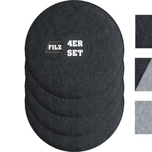 SILUK gemütliches Sitzkissen aus Filz Ø 36cm - Komfortable Waschbare - 4er Set Grau I Schwarz für Bank Stuhl