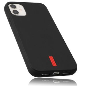 mumbi Hülle kompatibel mit iPhone 11 Handy Case Handyhülle, schwarz mit rotem Streifen