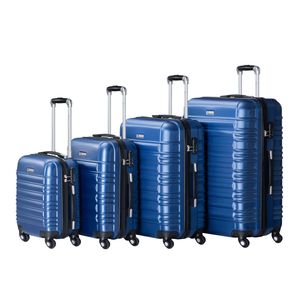 Juskys Hartschale Kofferset Reisekoffer 4 teilig - Zahlenschloss, geräuscharme 360° Rollen groß, Teleskopgriff, leicht - Koffer in Blau