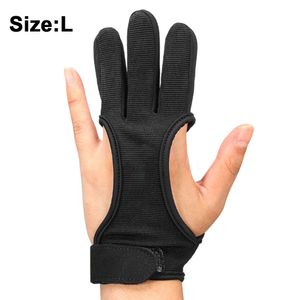 Traditioneller Bogenschießen Schießhandschuh, 3 Finger-Schutz Handschuhe für Kinder-Jugend-Erwachsen-Anfänger schießen,(Schwarz)